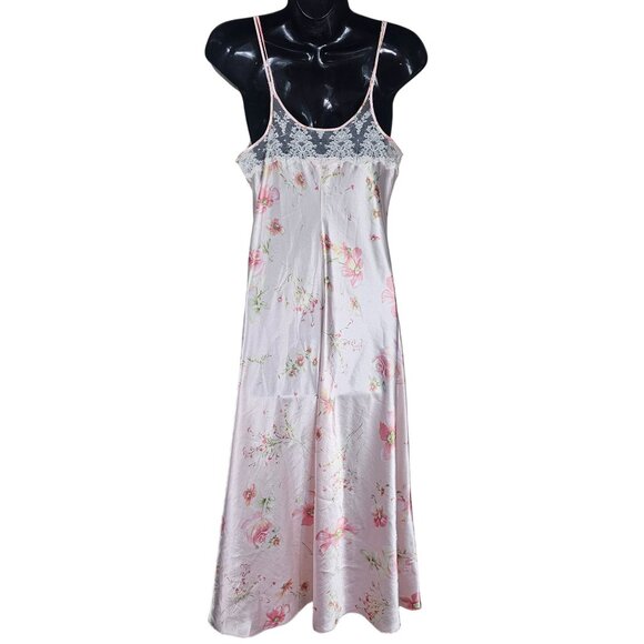 Oscar de la Renta Pink Label Peignoir Set S/M Soft Pink Floral Rosette Detail - Picture 7 of 16